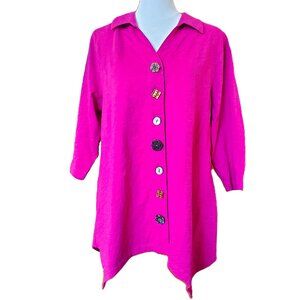 Soft Surroundings Danielle Button 3/4 Sleeve Tunic Mismatch Buttons Womens Sz LP